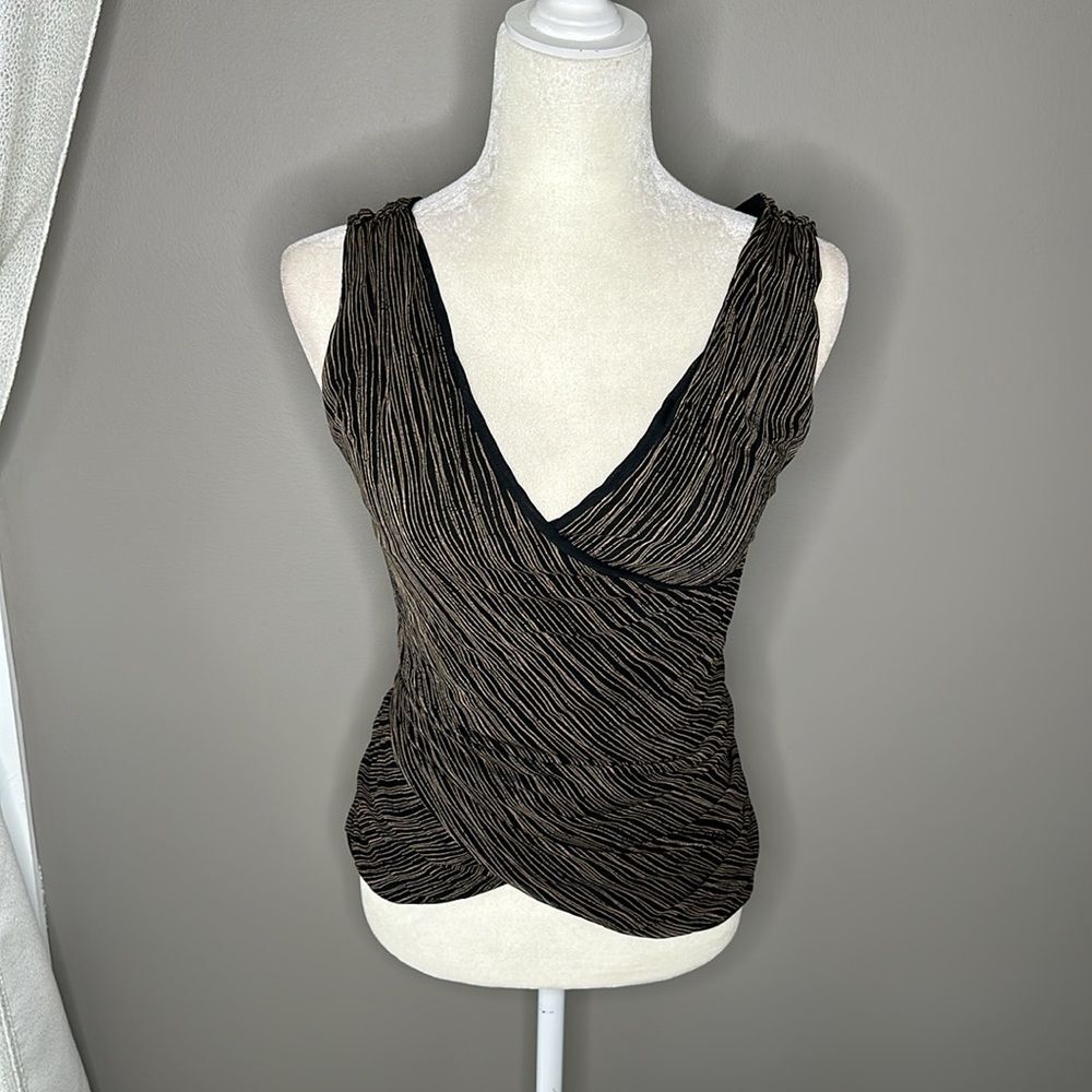 Donna Karan black and gold Sleeveless Wrap Top size XS